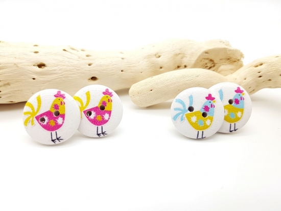 verrückte Hühner Knopf Ohrstecker